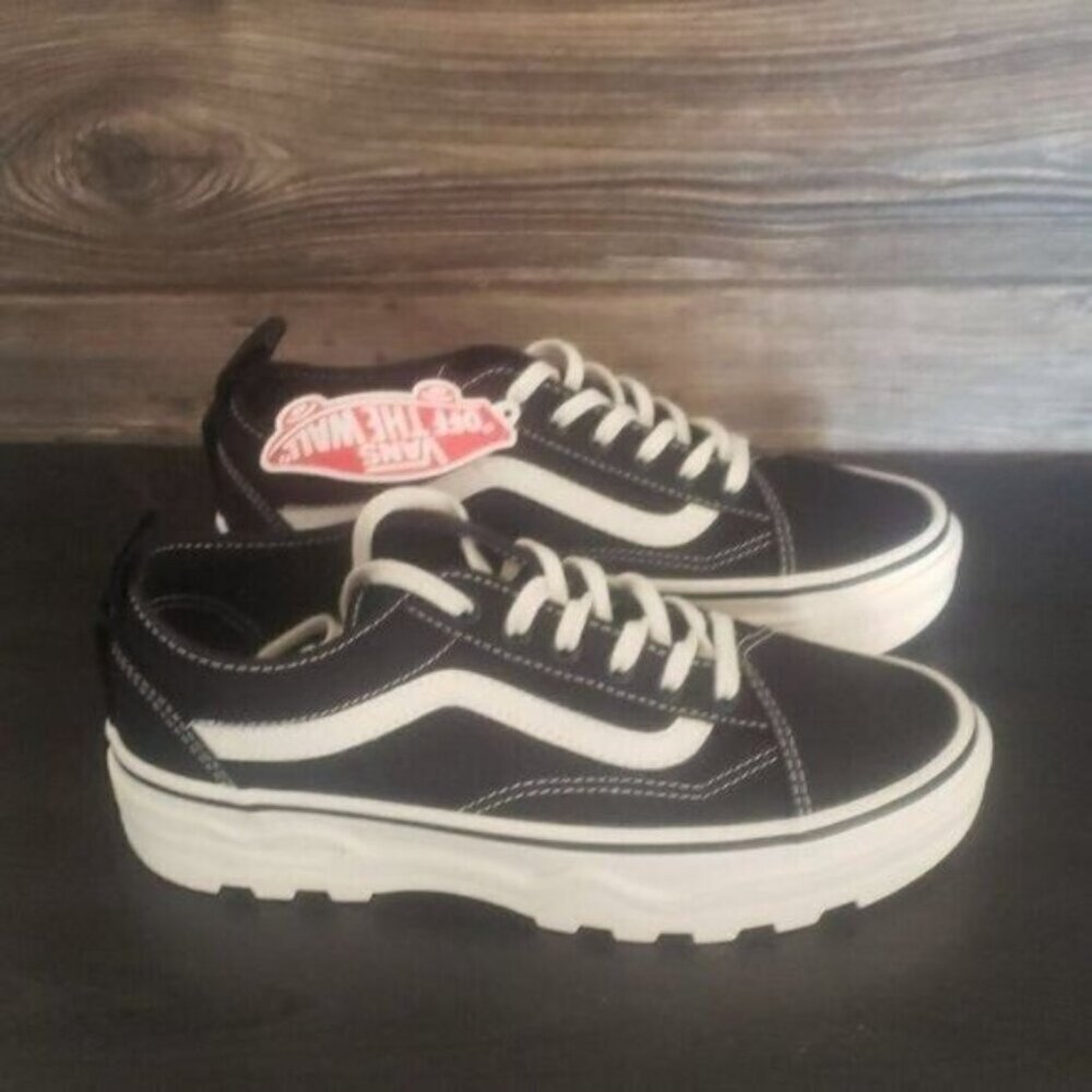 New Vans Old Skool Sentry Canvas Black White Platform Chunky Sneakers Casual - Picture 4 of 9